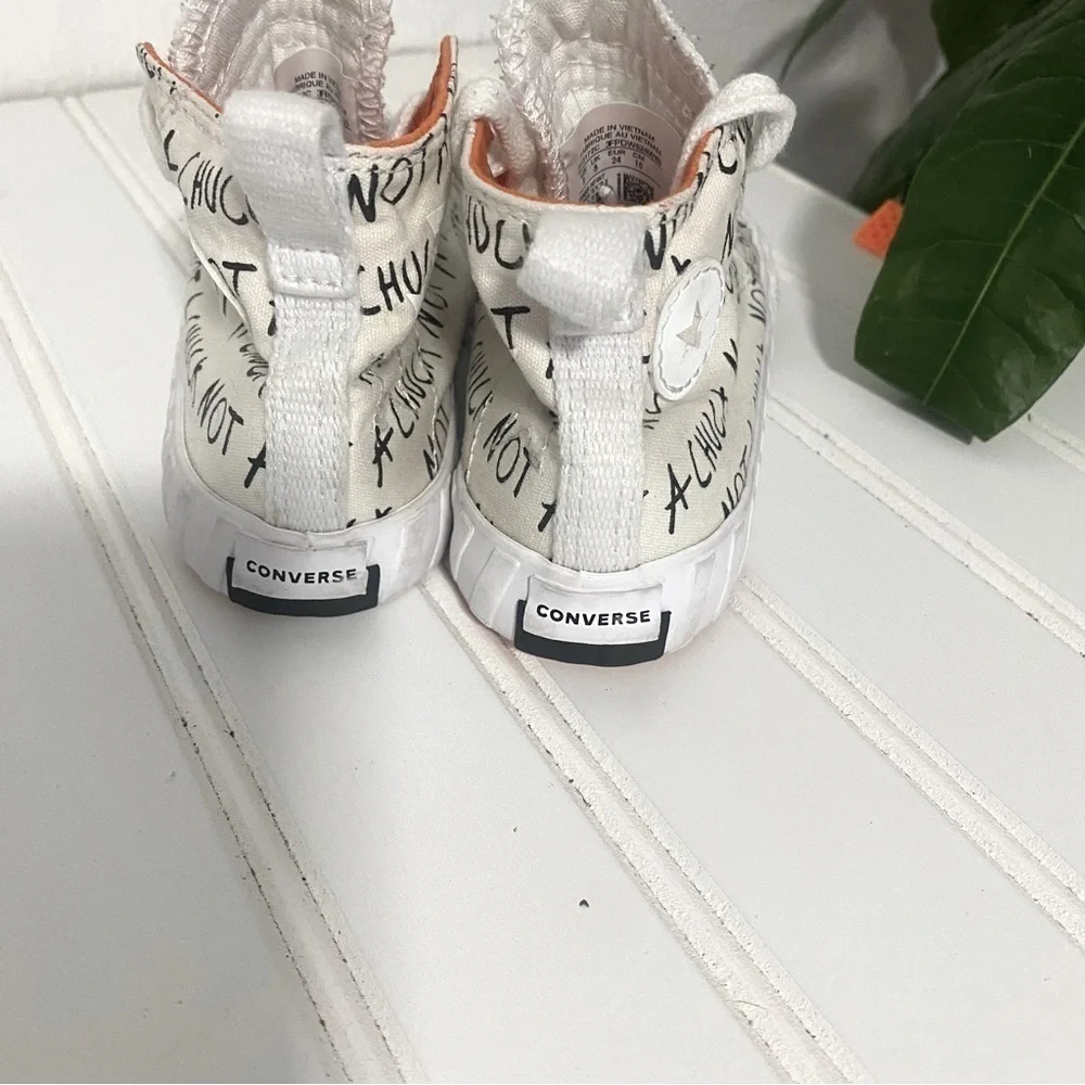 Converse “ Not A Chuck” High Top Sneakers ~ White ~ Orange Bottoms ~Size 8 Kids